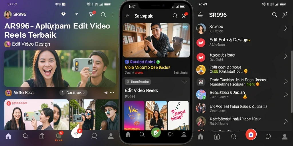 Tampilan antarmuka aplikasi SR996 yang memudahkan pengeditan video reels.