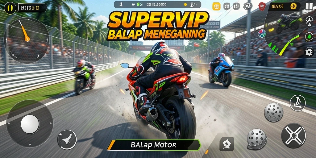 Tampilan antarmuka SUPERVIP yang menarik dan fungsional untuk balap motor.