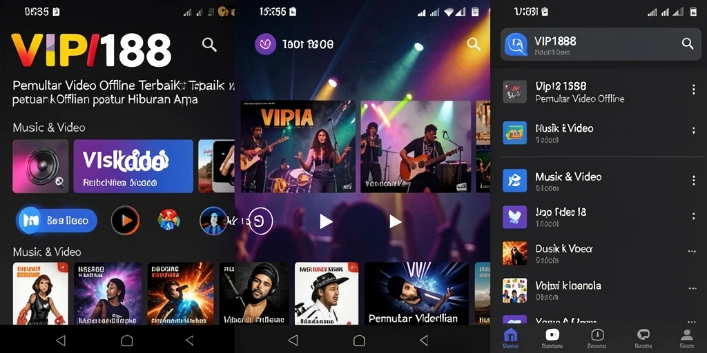 Antarmuka VIP188 yang sederhana dan fungsional untuk pemutar video offline.